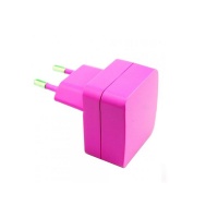 GND Designs 2 Pin EU 1.1 Amp USB Mains Travel Charger - Pink Photo