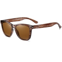 G&Q Retro Polarized Sunglasses - Woodgrain / Brown Photo