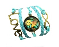 Urban Charm Bronze Cabochon Infinity Bracelet Antique Butterflies - Blue Photo