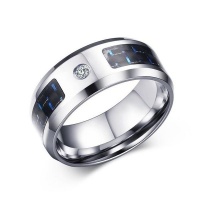 Steel Tiger Electric Blue Stainless Steel Mens Ring - 8mm Photo