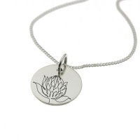 Protea Necklace Single Line Engraving with Chain Photo