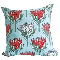 aLoveSupreme King Protea Red on Blue Cushion Cover Photo