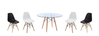 ALP - 5 Piece Glass Table and Wooden Leg Chairs Photo