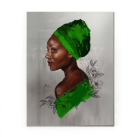 LiaJ Original Art print - Green Bloom - Woman | A2 Stretched Canvas Photo