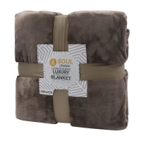 Soul lifestyle Cashmere Feel Flannel Blanket/Throw 400GSM Taupe Photo