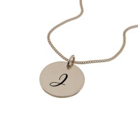 "Engraved Initial - J on 15mm Rose Gold-Plated Sterling Silver Disc" Photo