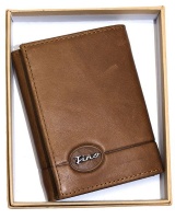 Fino Men’s Slim Genuine Leather Trifold Wallet Vintage Style - Light Brown Photo