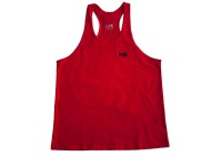 Men's Red Stringer Vest With Low-Cut Crew Neckline Ideal For Workouts Photo