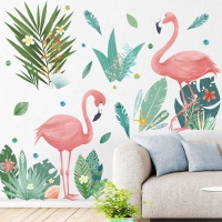 AOOYOU Floral Flamingo Art Sticker for Wall Decoration Photo