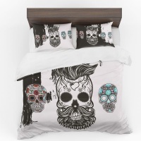 Print with Passion Candy Skulls Duvet Cover Set Photo