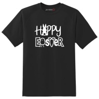 Just Kidding Kids "Happy Easter" Short Sleeve T-Shirt -Black Photo