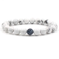 Argent Craft Natural Howlite Stone Bracelet with Black & White Agate Photo