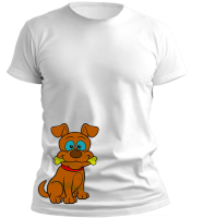 PepperSt Men's White T-Shirt - Dog With Bone Photo