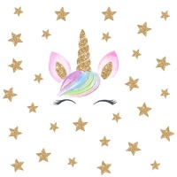 AOOYOU Unicorn Eyes and Golden Stars Art Sticker for Wall Decoration Photo
