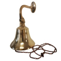 Entrance / Bar Bell - Wall Mounted Shippers Ringer with Cord - Brass Photo