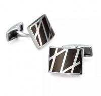 OTC Black & Silver Criss Cross Rectangle Cufflinks Photo