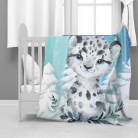 Print with Passion Snow Leopard Minky Blanket Photo