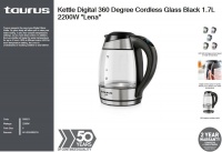 Taurus Kettle Digital 360 Degree Cordless Glass Black 1.7L 2200W "Lena" Photo