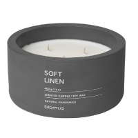 blomus Scented Candle: Soft Linen in Black-Grey Container Fraga 13cm Photo
