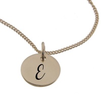"Engraved Initial - E on 10mm Rose Gold-Plated Sterling Silver Disc" Photo