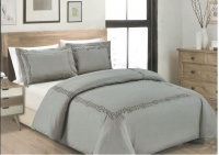 Cottonbox Egyptian Cotton embroidered Duvet cover Set - Grey -Super King Photo