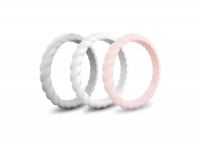 Killerdeals KD Braided Silicone Rings - Pack of 3 - Grey/Pink/White Size USA-8 RSA-Q Photo