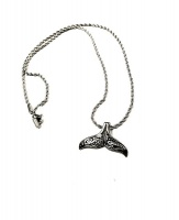 Solid Stainless Steel Detailed Whale Tail Pendant And Rope Chain Photo