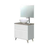 San Marco Tiles Ona Shiny White Free Standing Cabinet 80 x 81 x 46cm Included Mirror and Basin Photo