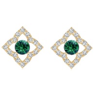 Stella Luna Clover Earrings- Swarovski Emerald Crystal Gold Photo
