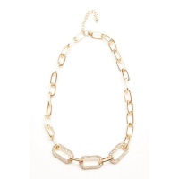 Quiz Ladies Gold Diamante Chunky Necklace - ONE SIZE Photo