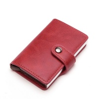 Leather Aluminium RFID Credit Card Holder Case-Red Photo