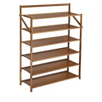 HEARTDECO Foldable Bamboo 6 Tier Shoe Rack Photo