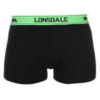 Lonsdale Mens 2 Pack Trunks - Black/Fl Green Photo