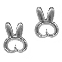 Pink Pixie Cut Out Bunny Stud Earrings - Silver-Plated Photo