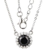 Kays Family Jewellers Classic Black Halo Pendant in 925 Sterling Silver Photo