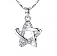SilverCity Silver Plated Hollow CZ Five-pointed Star Pendant Necklace Photo