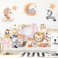 AOOYOU Cute Variety of Wild Cartoon Animals Art Sticker for Wall Decoration Photo