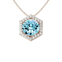 Stella Luna Honeycomb Necklace-with Swarovski Aquamarine Crystal Rosegold Photo