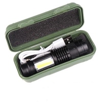 LED Flashlight Torch USB Rechargeable Built-in Battery Zoomable Function Photo