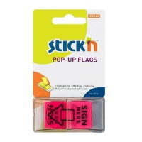 Stick n Stick'n Pop Up Neon Pink Printed Sign Here Flags 45x25mm - 50 per pad Photo