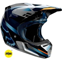 Fox Racing Fox V3 Motif Blue/Silver Helmet Photo