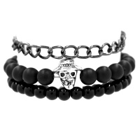 Androgyny 3 pack skull bead & curb chain bracelets Photo