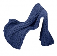 Wardrobenthings WnTCo Heavy High Quality Navy Luxury Chunky Knit Throw Blanket Photo