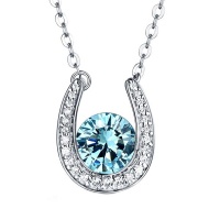 Stella Luna Horseshoe necklace- Swarovski Aquamarine crystal Photo