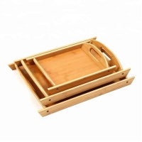 Set of 3 Wooden Bamboo Servings Tray Photo