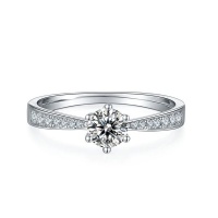 Pave Tiffany 6 Claw Setting 0.50ct Moissanite Engagement Ring Photo