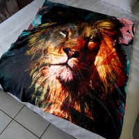 Print with Passion Painted Lion Fleece Lap Blanket Photo