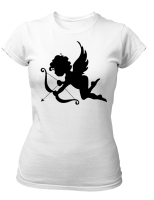 PepperSt Ladies White T-Shirt - Black Cupid Photo