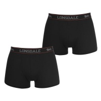 Lonsdale Mens 2 Pack Trunks - Black Photo