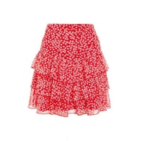 Quiz Ladies Red & White Floral Mini Skirt Photo